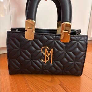 Steve Madden Black Quilted Mini Bag with Gold Hardware